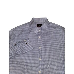 UNTUCKit Anselmo Slim Fit Blue Houndstooth Cotton Button Down Shirt Mens Medium